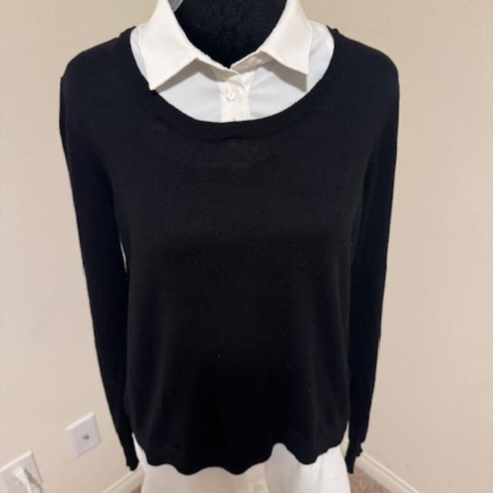 ✨ Susina Women’s Medium Layered Look Top – Black & White • Y2K / 90s Vibes ✨